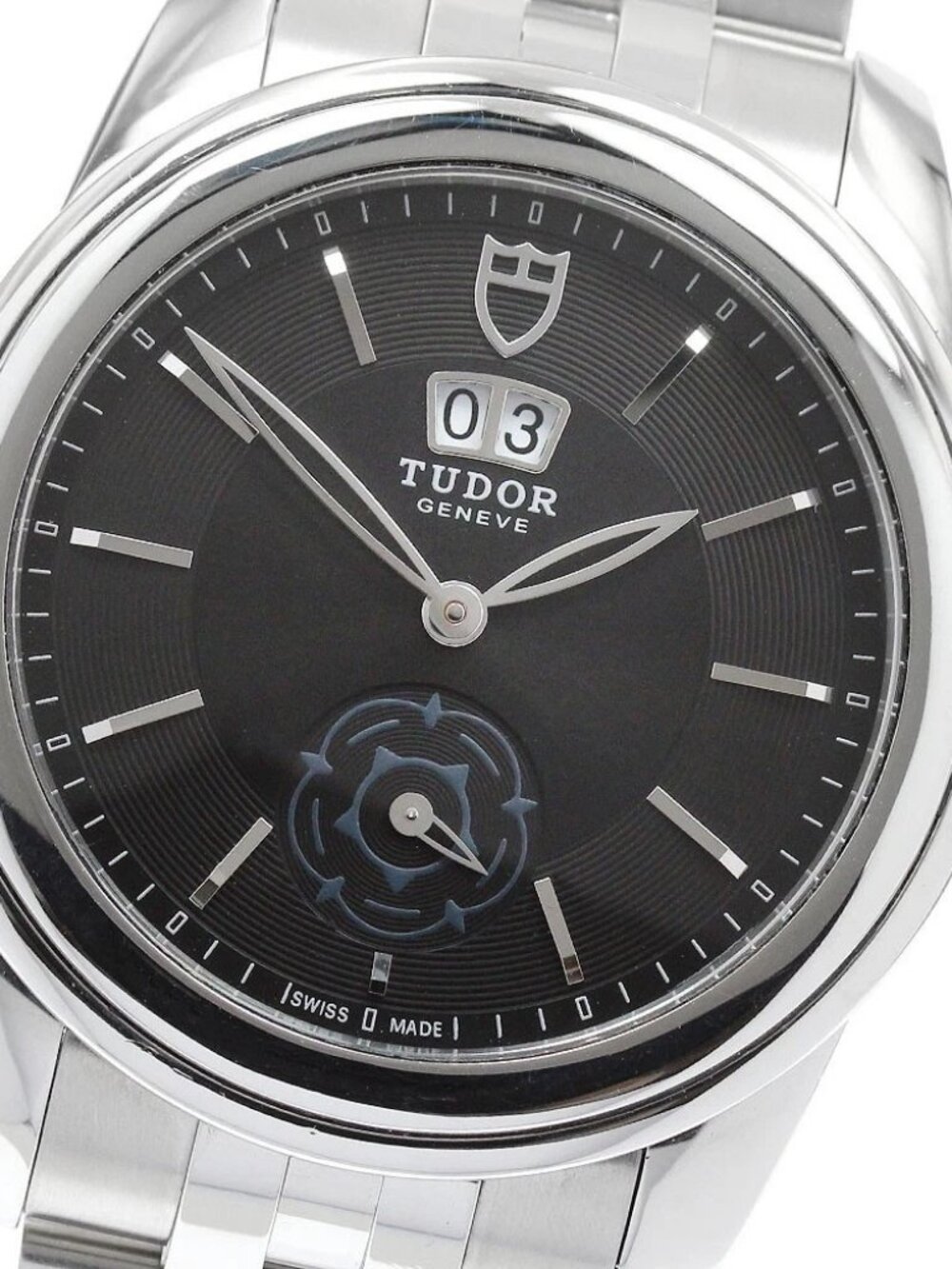 TUDOR Glamour 57000 Double date black Dial Automatic Men's Watch_950628